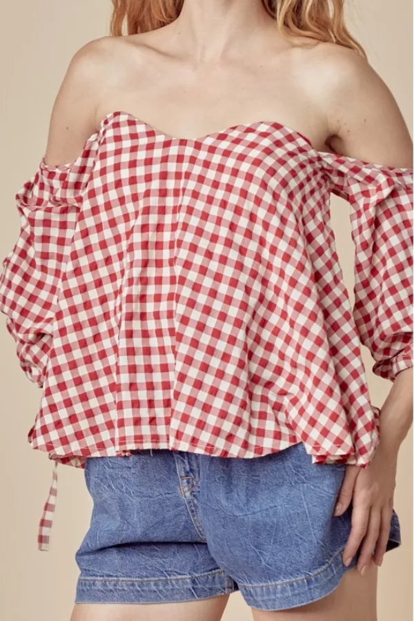 Gingham Off Shoulder Top