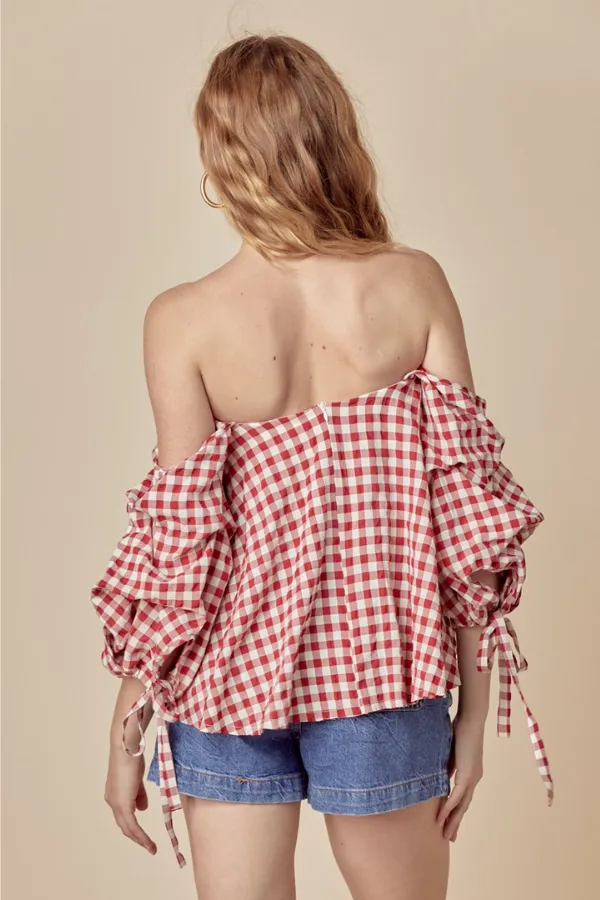 Gingham Off Shoulder Top