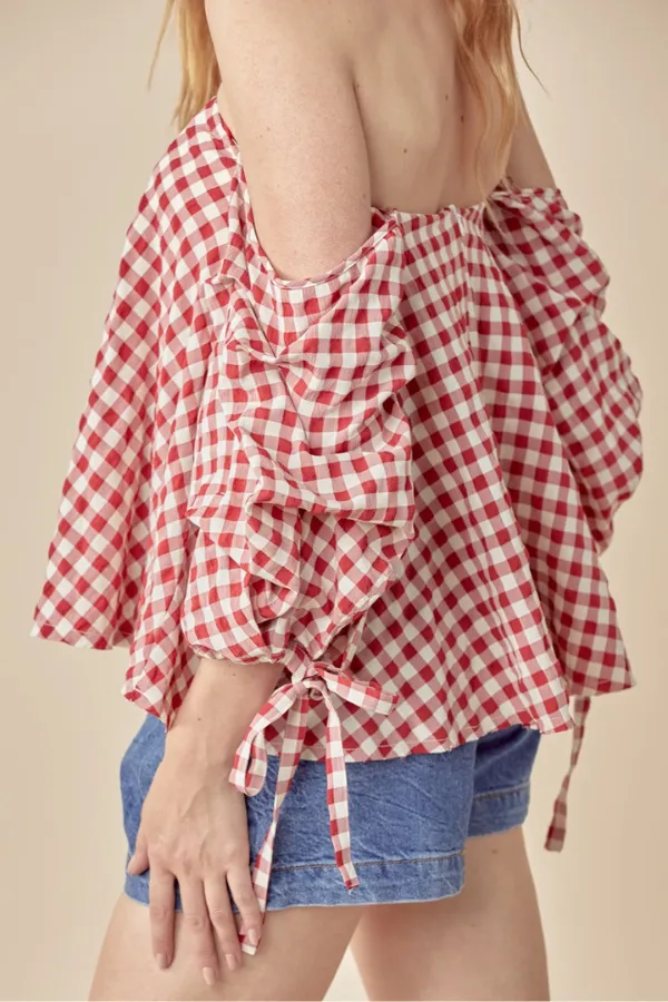 Gingham Off Shoulder Top