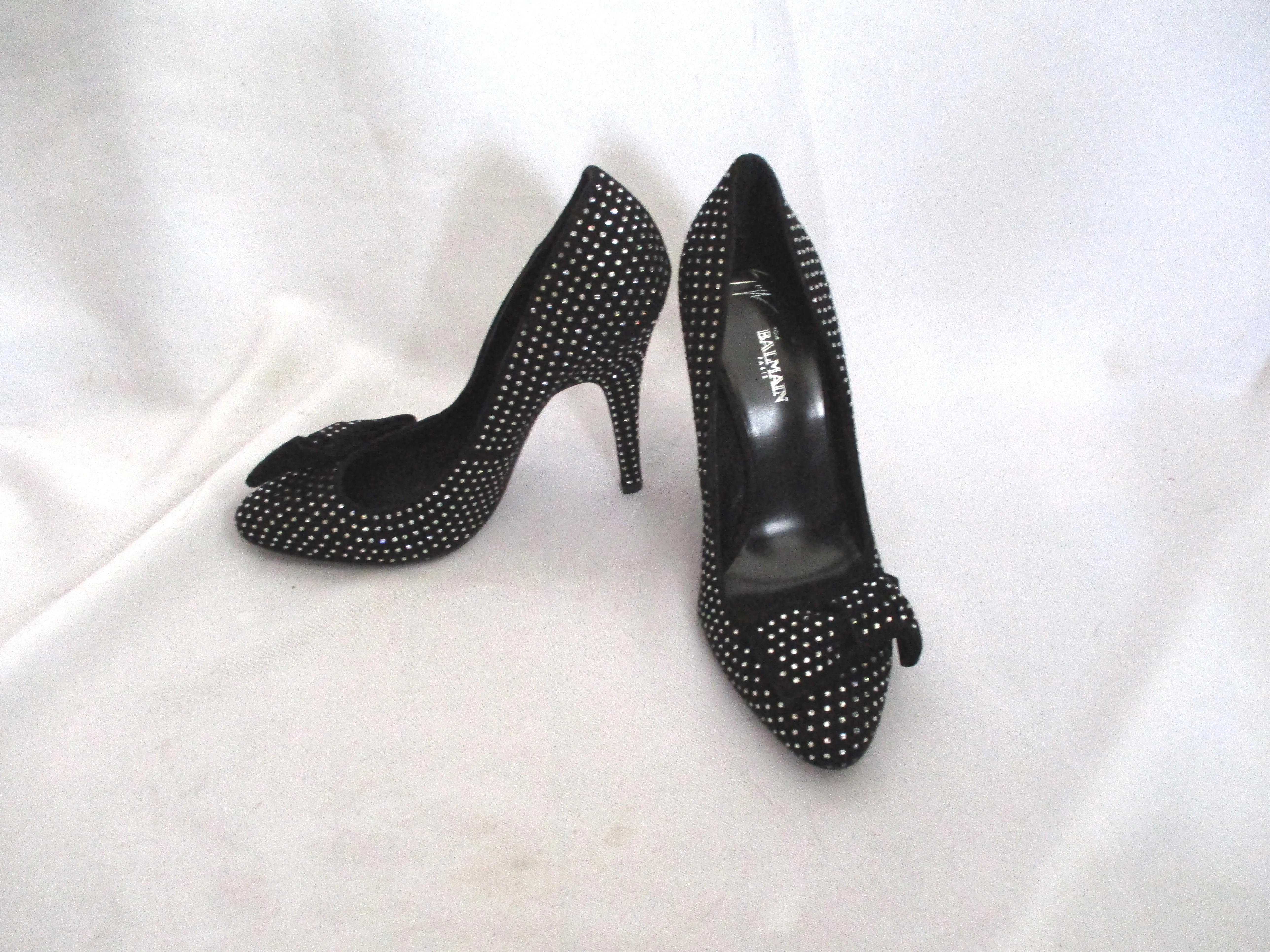 GIUSEPPE ZANOTTI  BALMAIN Rhinestone Pump Shoe 36 BLACK Stiletto Womens