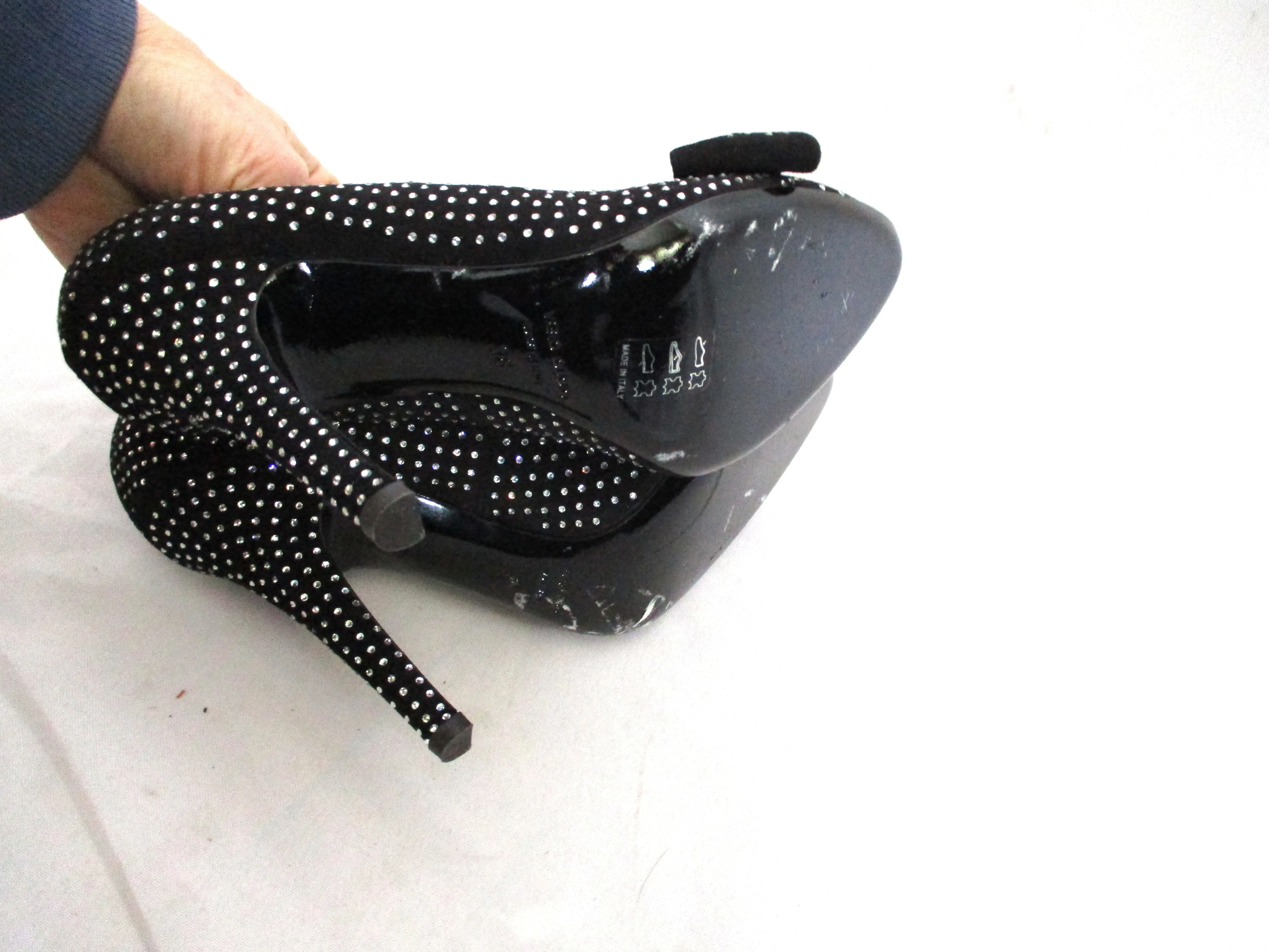 GIUSEPPE ZANOTTI  BALMAIN Rhinestone Pump Shoe 36 BLACK Stiletto Womens