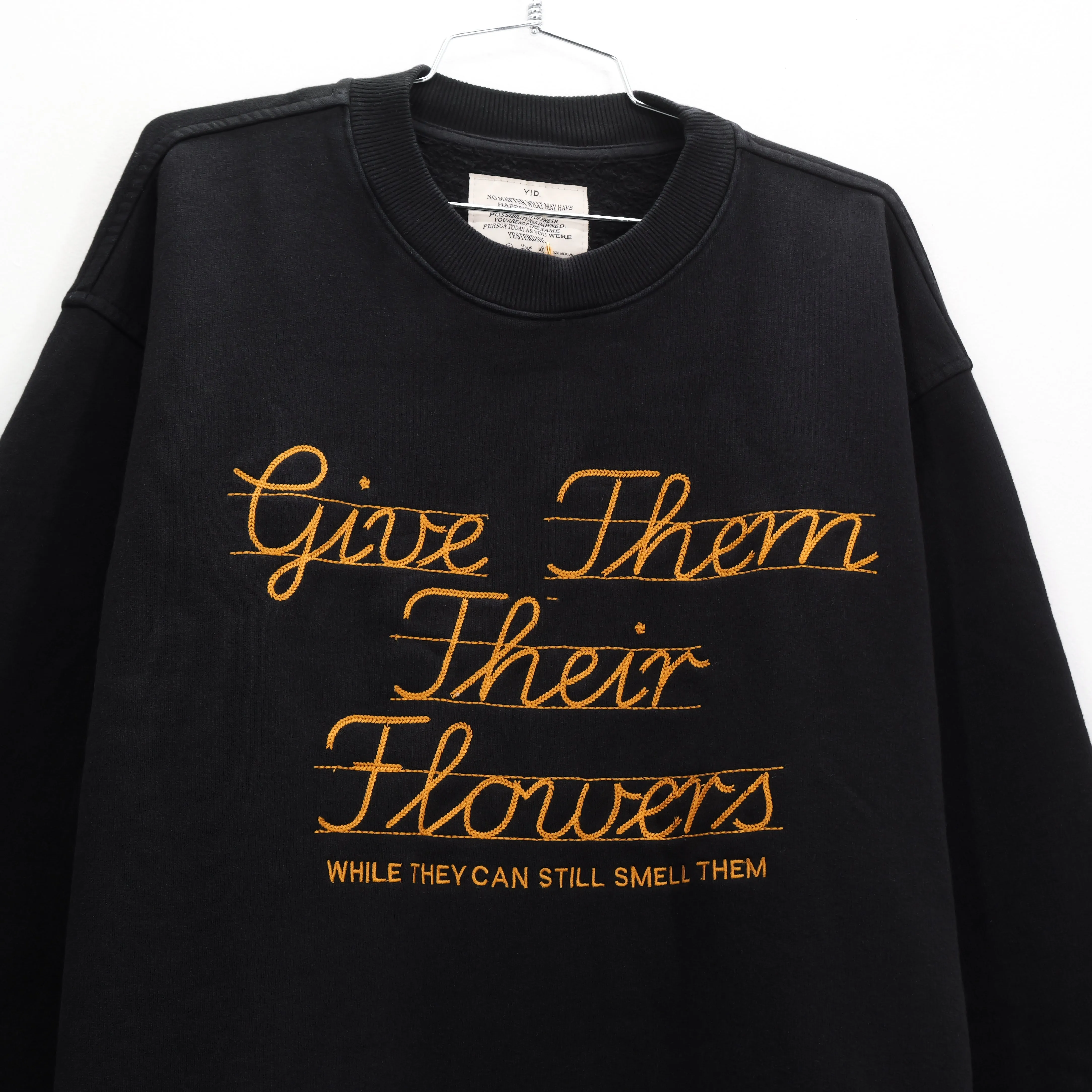 Give Them Their Flowers Raw Edge Crew Neck Black