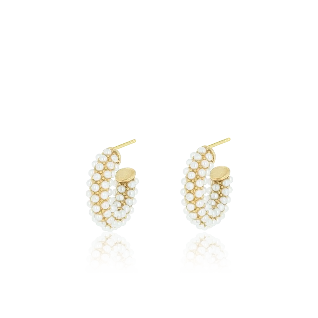 Gold coloured earrings with pearls