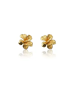 Gold Hibiscus Sweet Nectar Stud Earrings