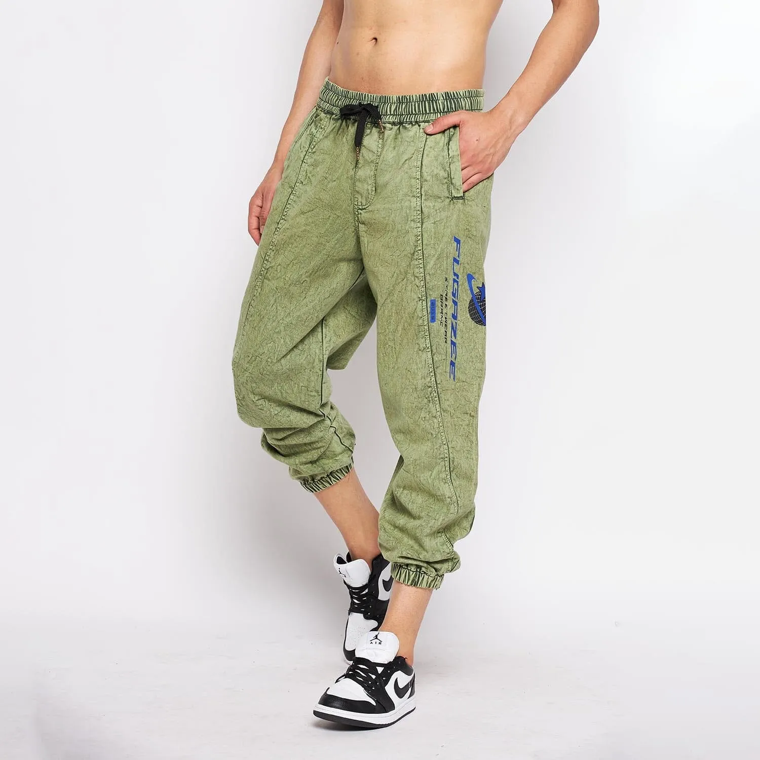 Green Acid Wash Hooper Trackpants