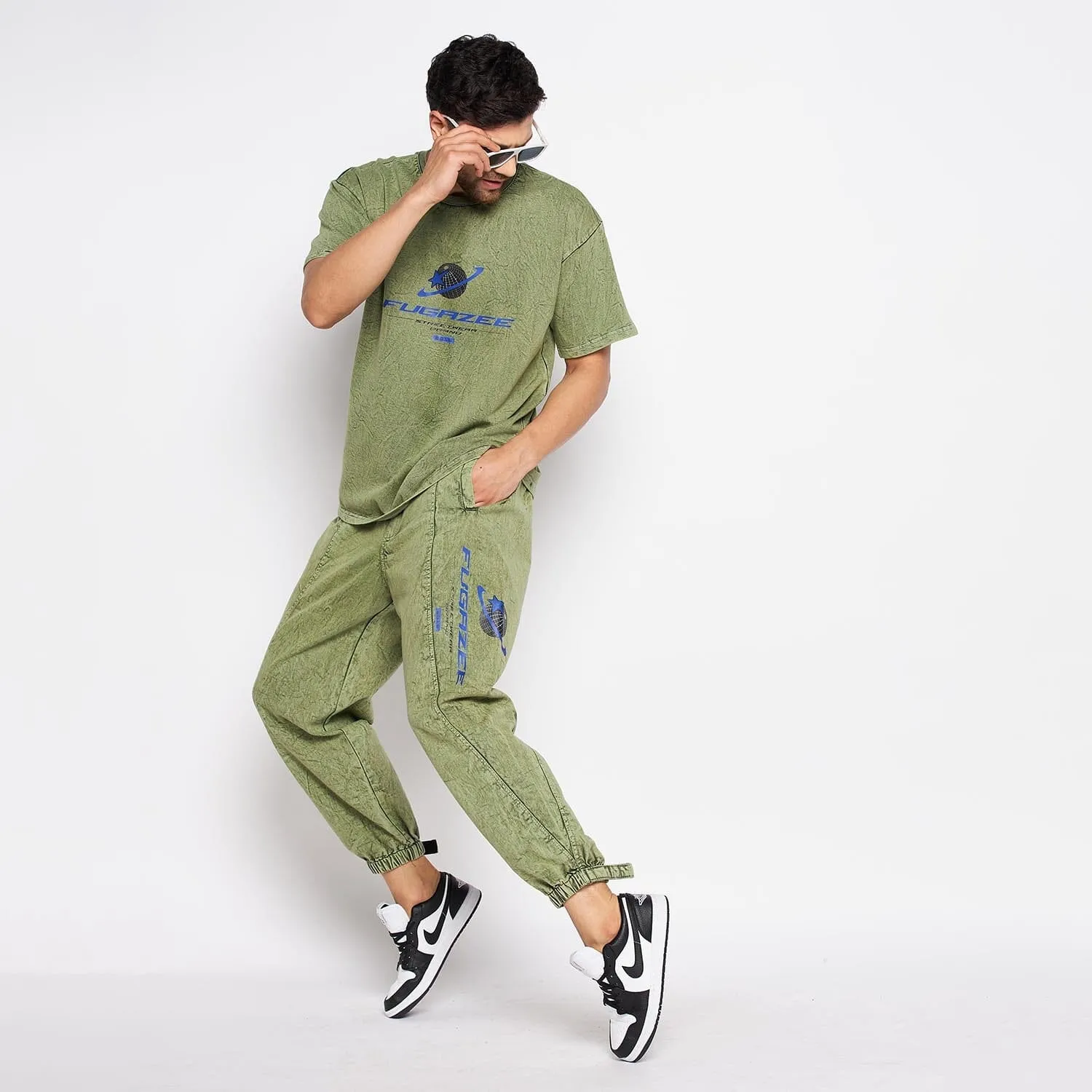 Green Acid Wash Hooper Trackpants