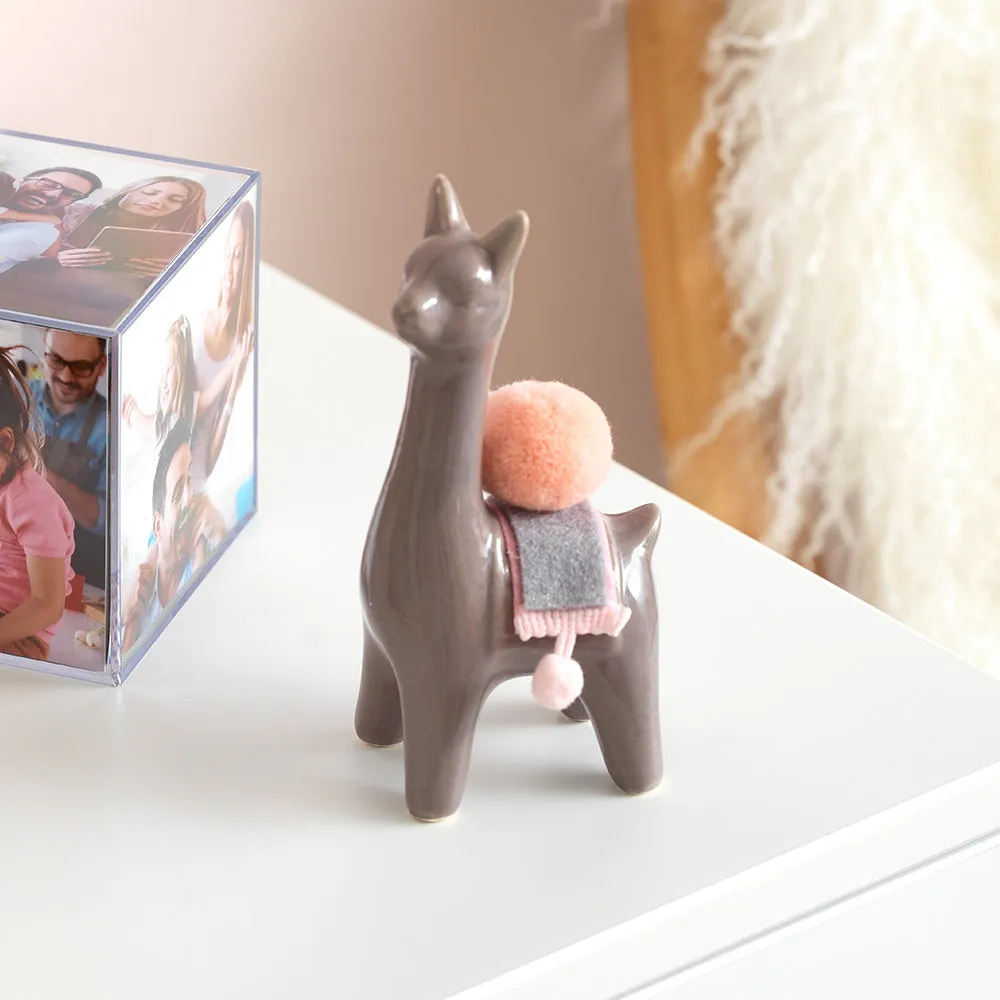 Grey Ceramic Llama Decoration