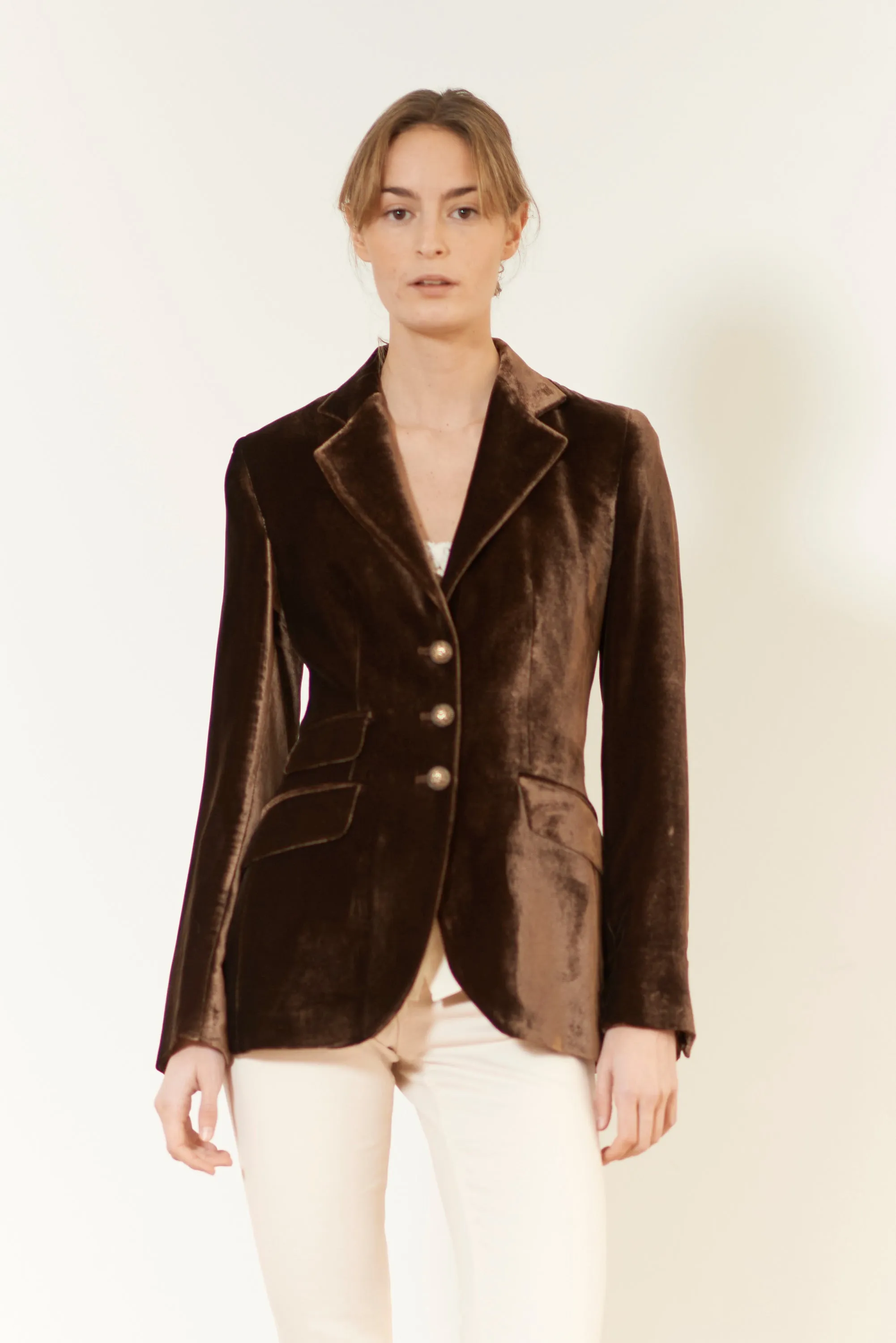 Hacking Velvet Jacket - Brown