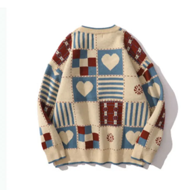 Hearts & Blocks Oversized Wool Men's Sweater