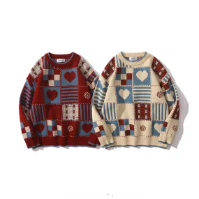 Hearts & Blocks Oversized Wool Men's Sweater