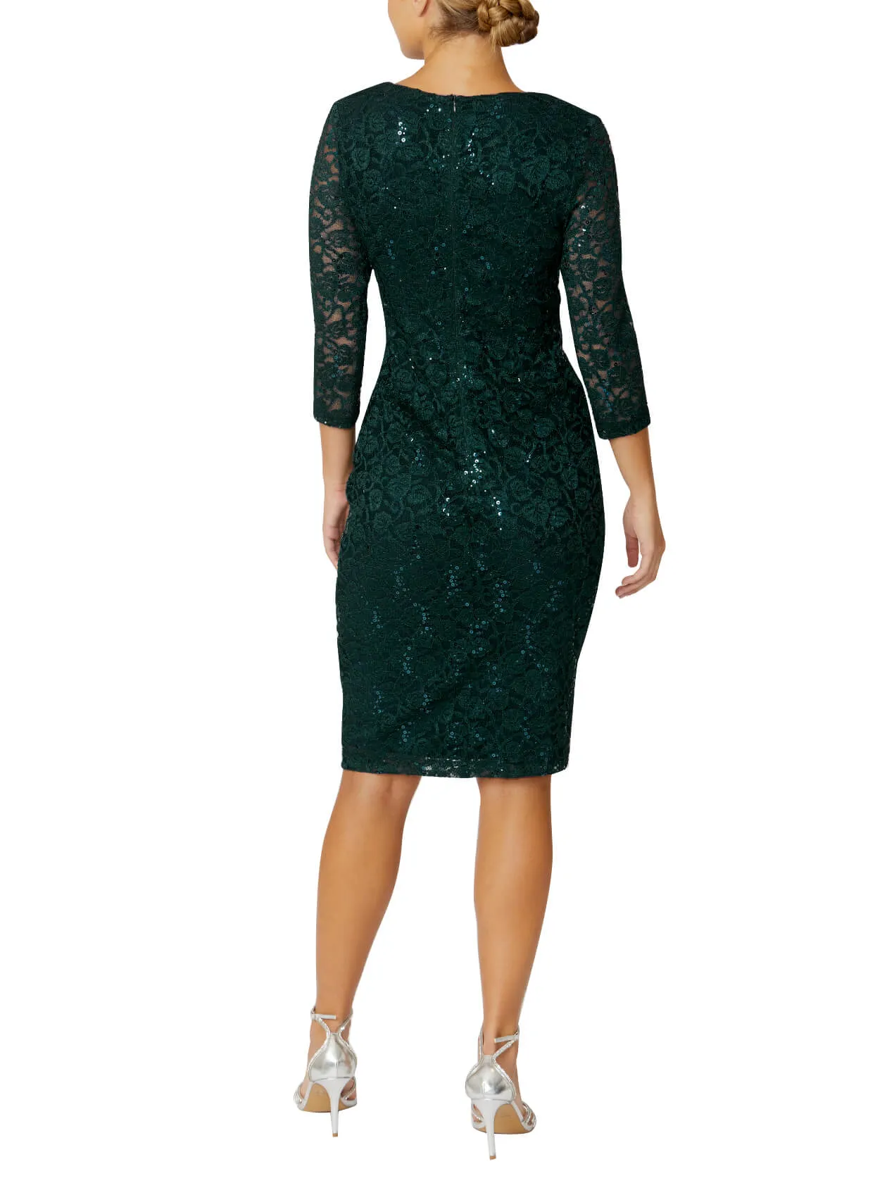 Helena Forest Green Stretch Lace Dress