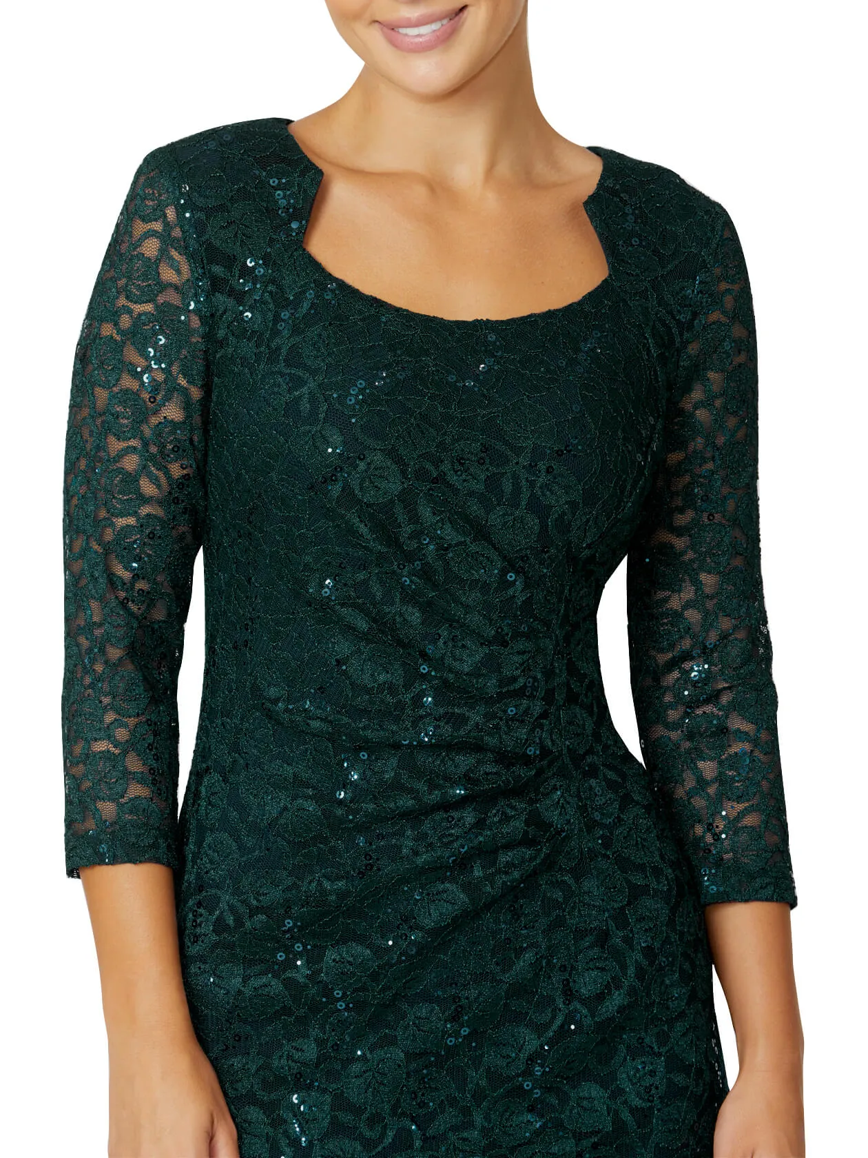 Helena Forest Green Stretch Lace Dress