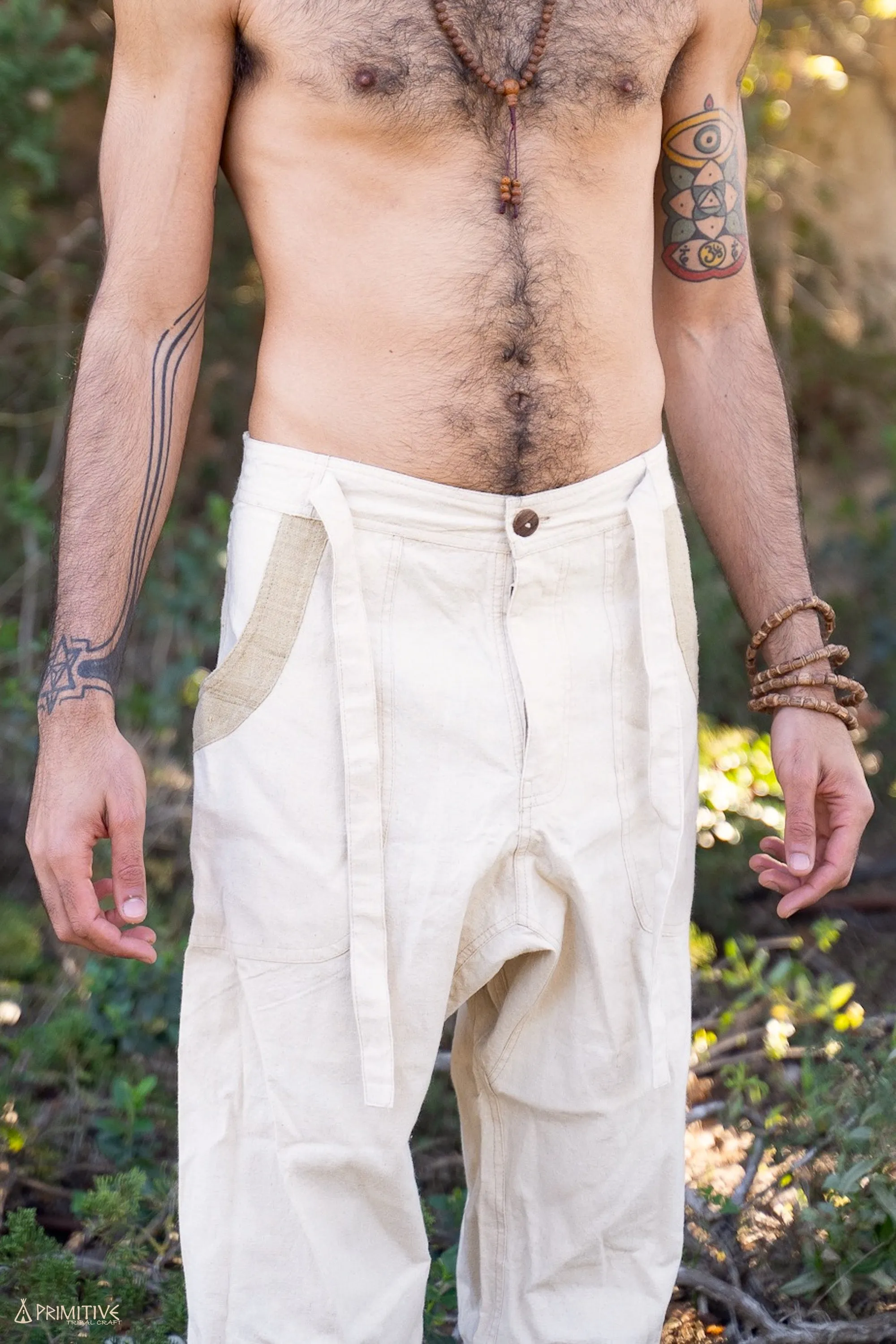 Hemp Pants with Tie ⋙⋙ Natural Color or Herbal Dye Brown