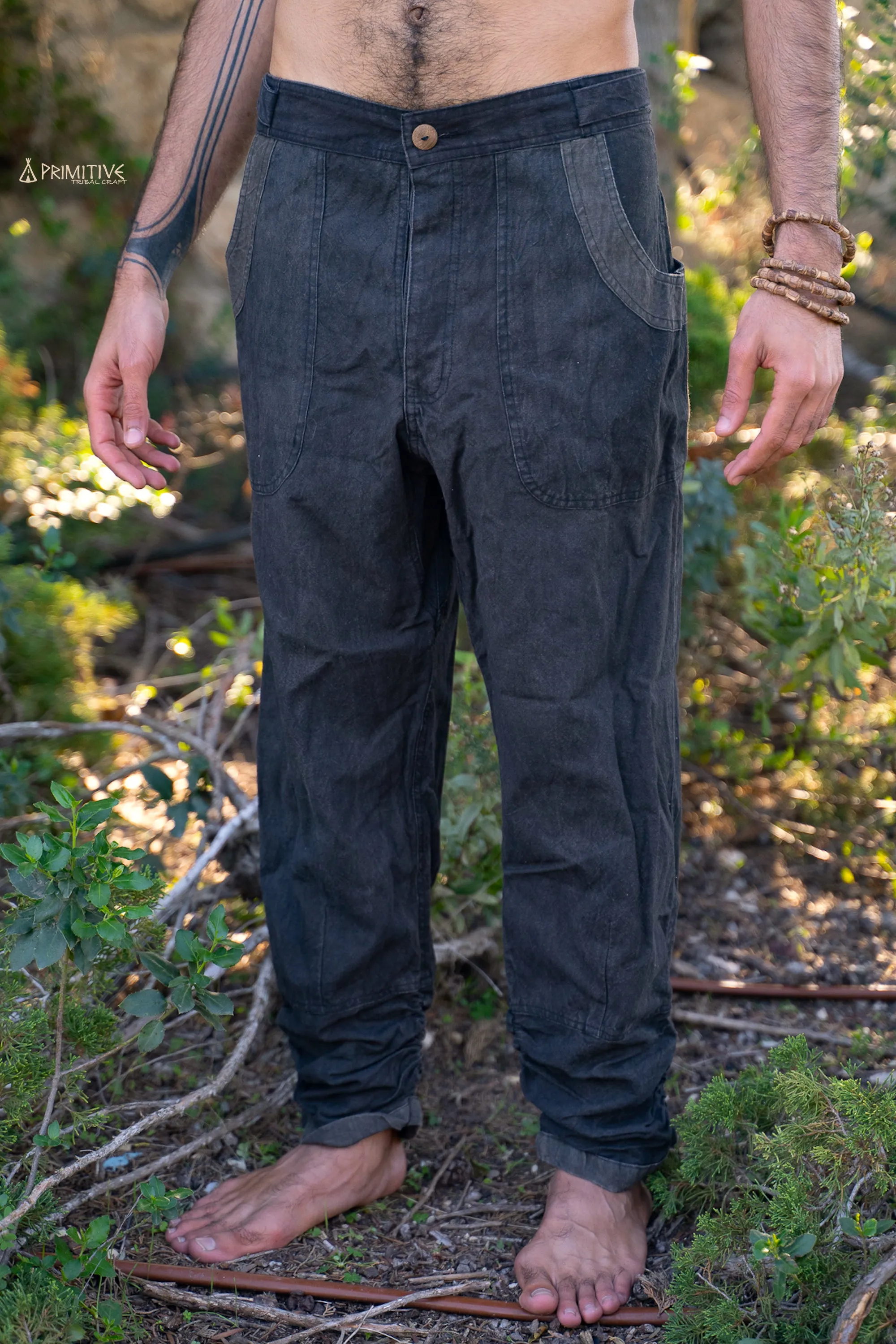 Hemp Pants with Tie ⋙⋙ Natural Color or Herbal Dye Brown