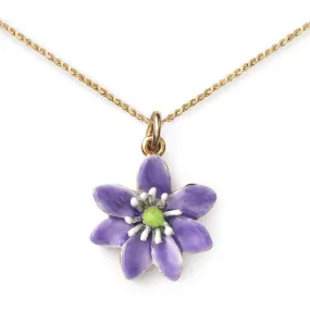 Hepatica Pendant On 14k Gold Serpentine Chain