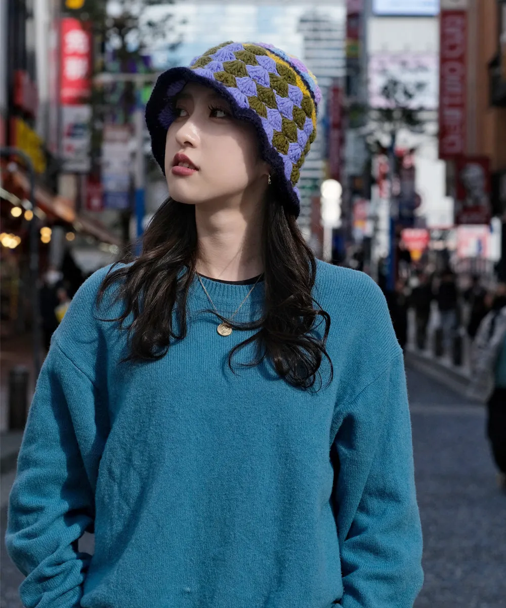 HOMEGAME - KNIT HAT MULTI PATTERN PURPLE【HG231404】