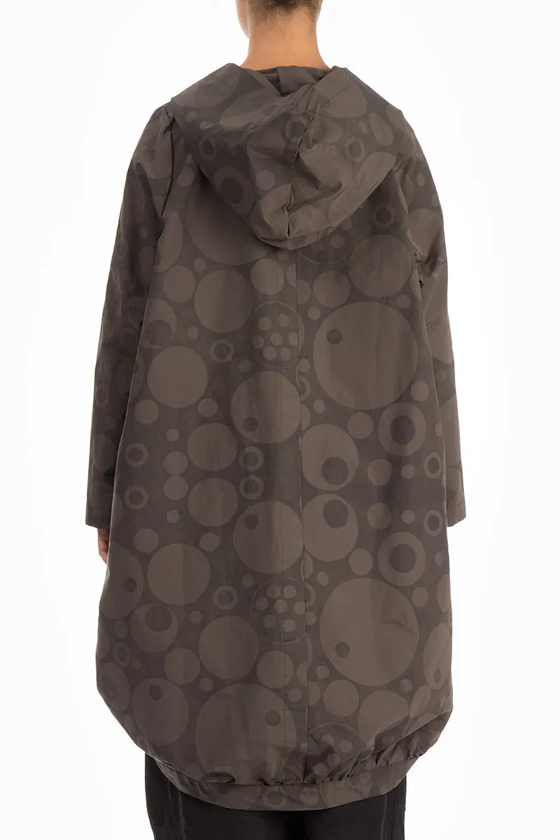 Hooded Bubbles Brown Oversized Trench Jacket