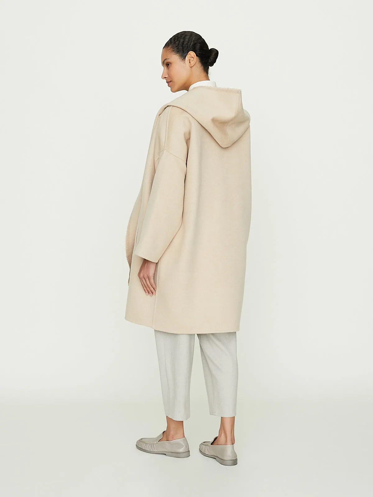 Hooded Coat with Cimossa in Albino