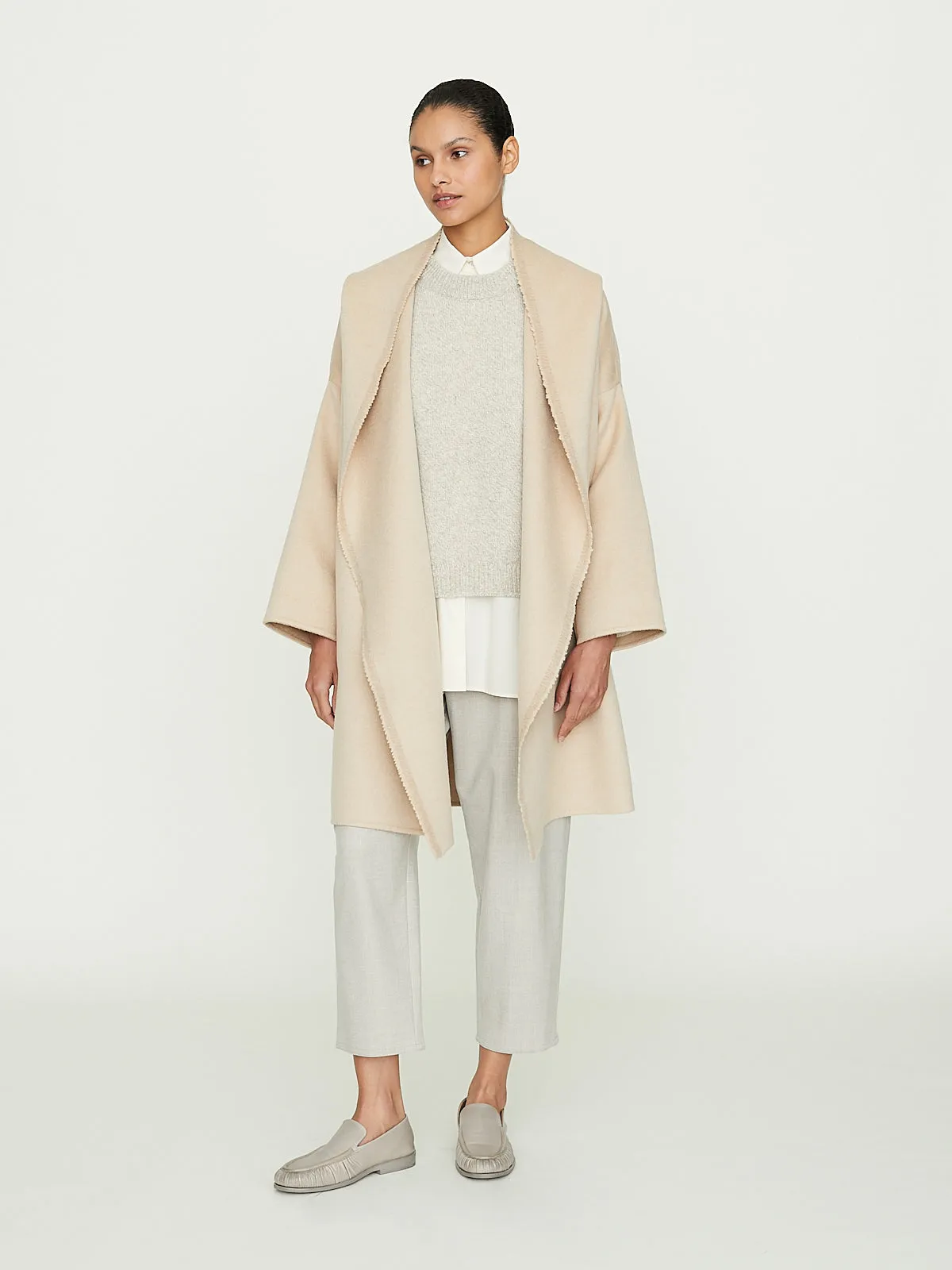 Hooded Coat with Cimossa in Albino