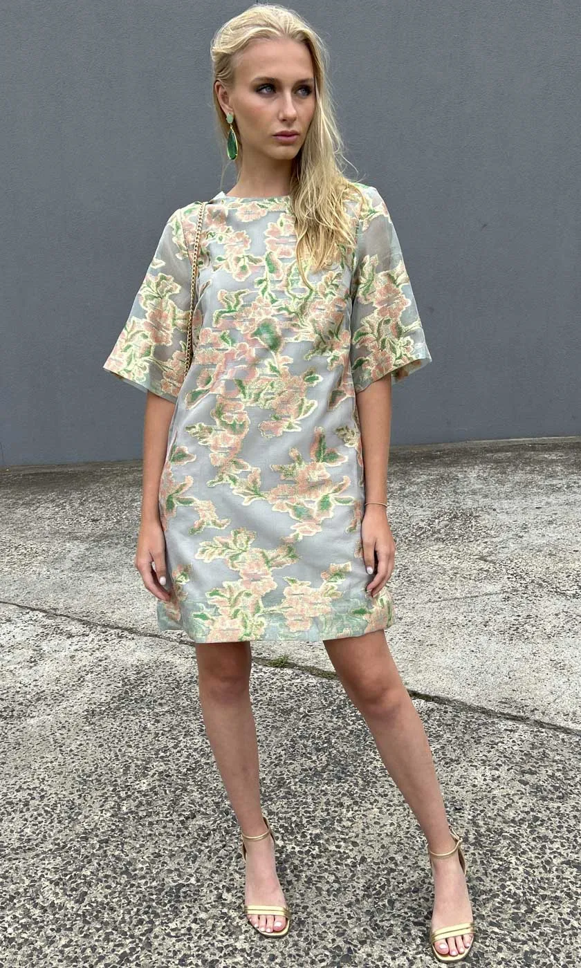 HOSS Silk Marble Dress - Greens