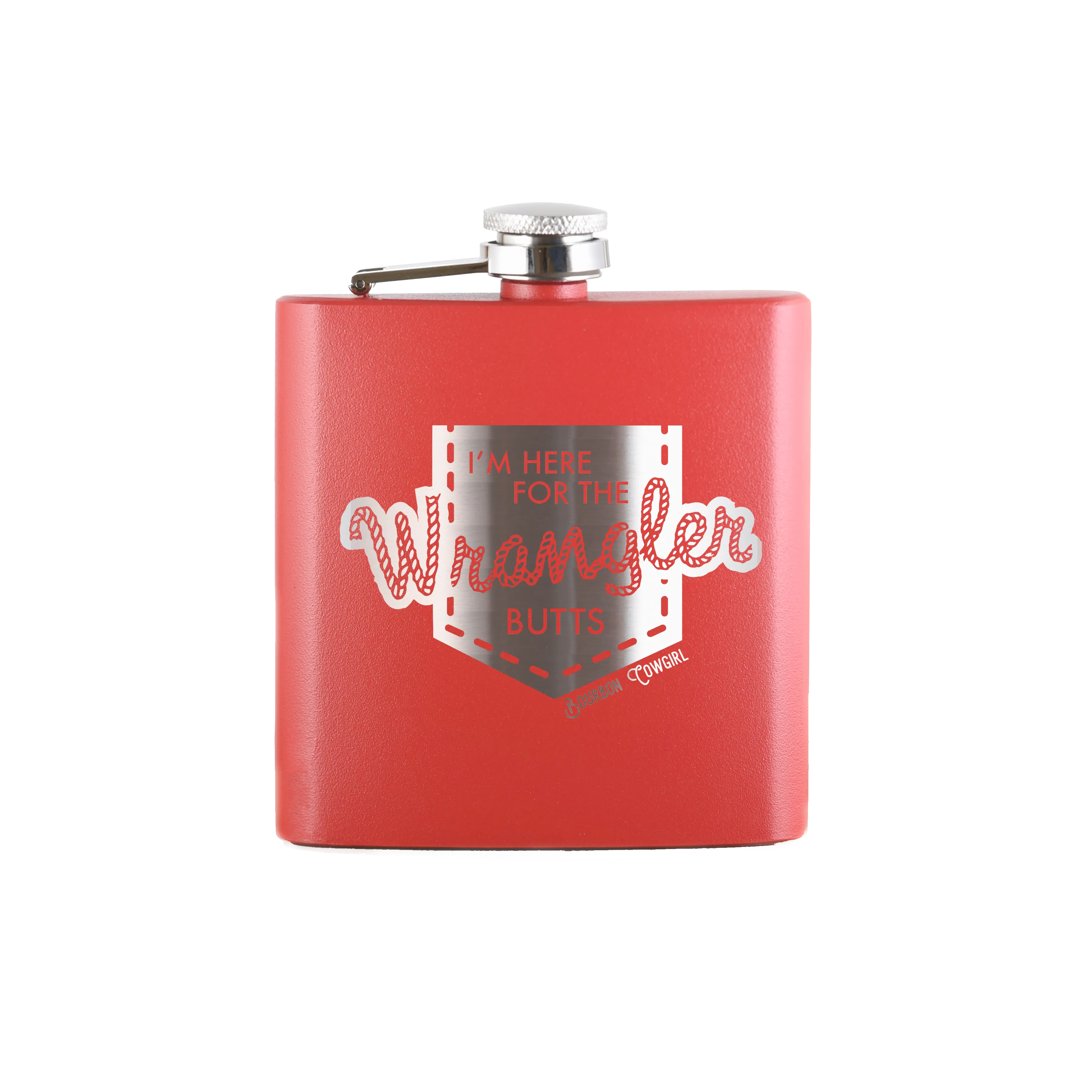 I'm Here for the Wrangler Butts Flask Gift - Bourbon Cowgirl