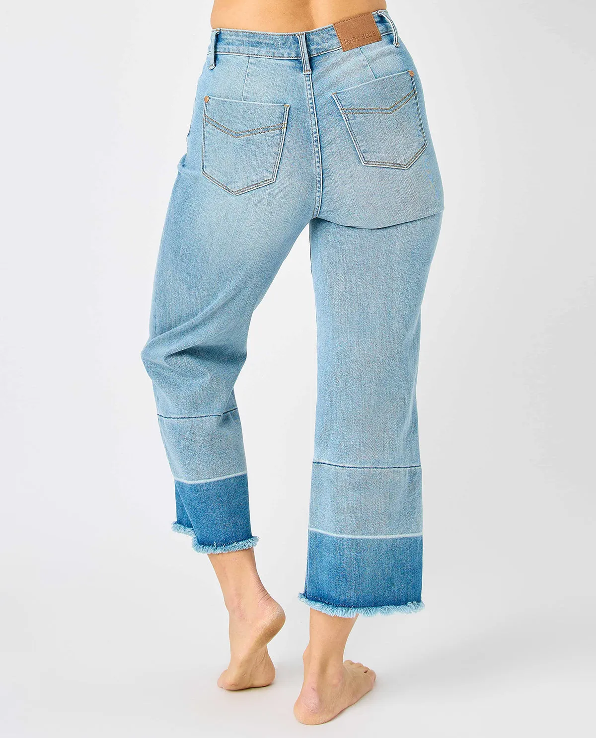 Judy Blue High Waist Release Hem Crop Wide Jeans