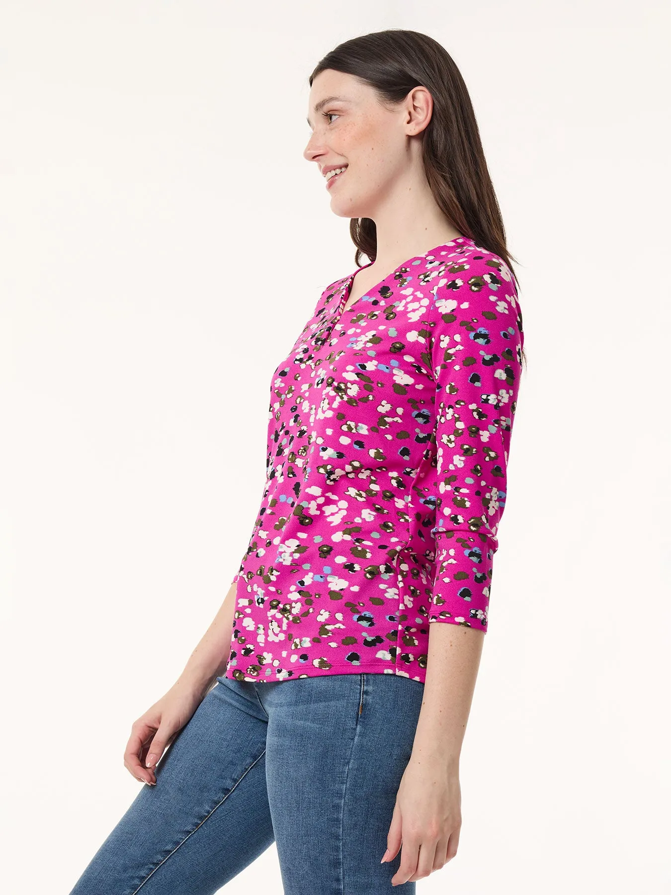 Keyhole Neckline Top, Moss Crepe