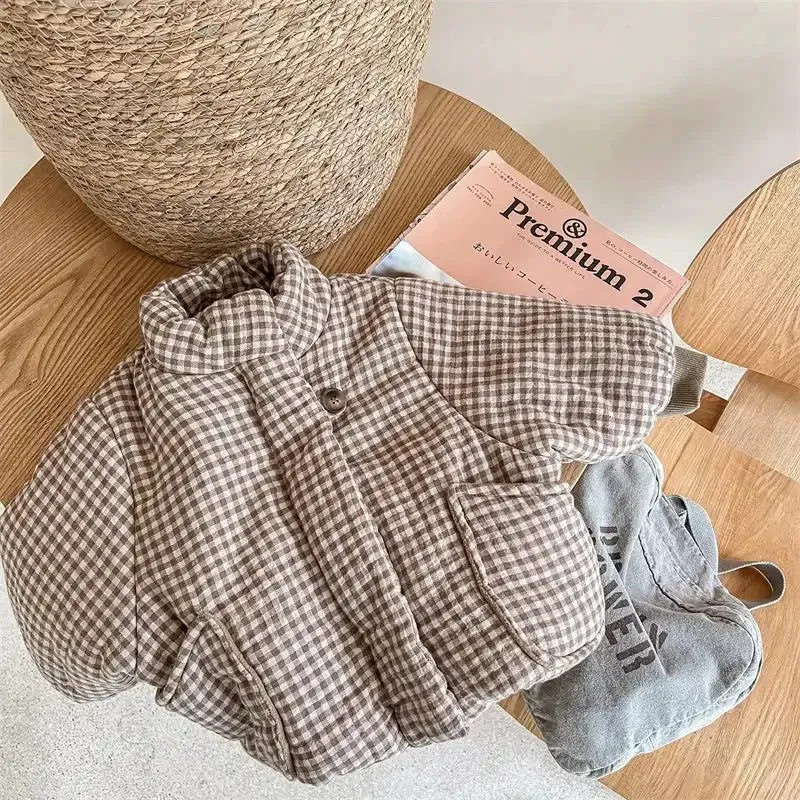 Kids Plaid Coats with Fleece Lining