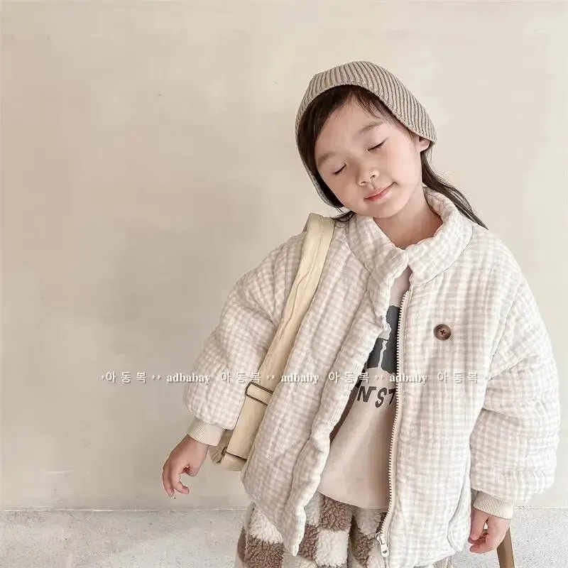 Kids Plaid Coats with Fleece Lining