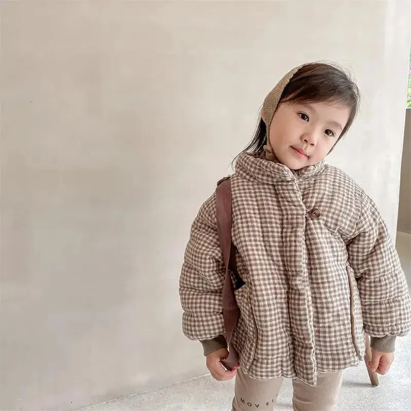 Kids Plaid Coats with Fleece Lining