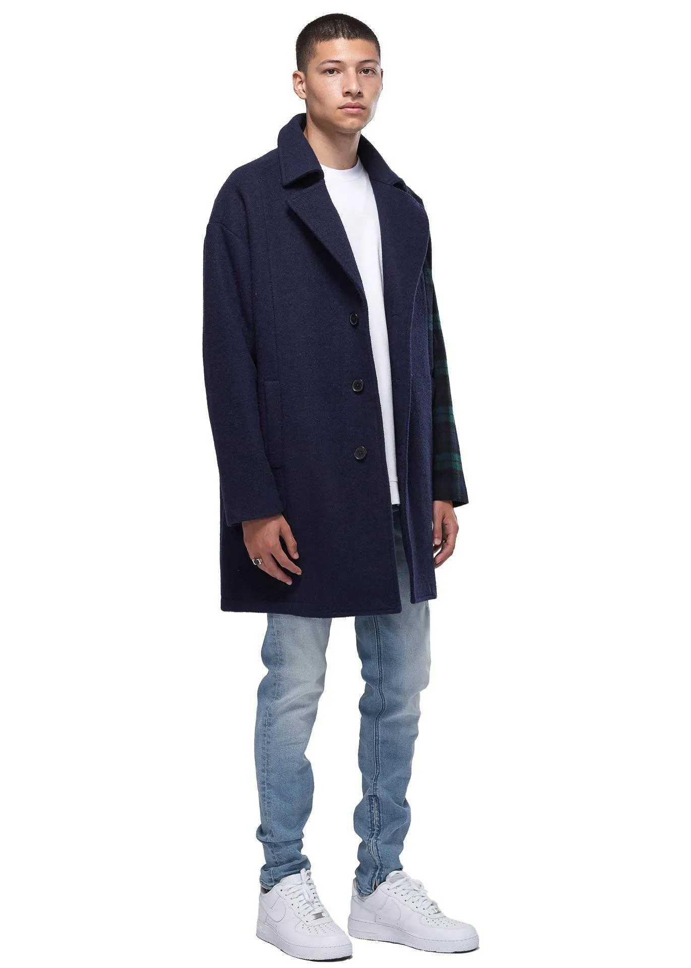 Konus Men's Oversize Wool Blend Coat in Navy