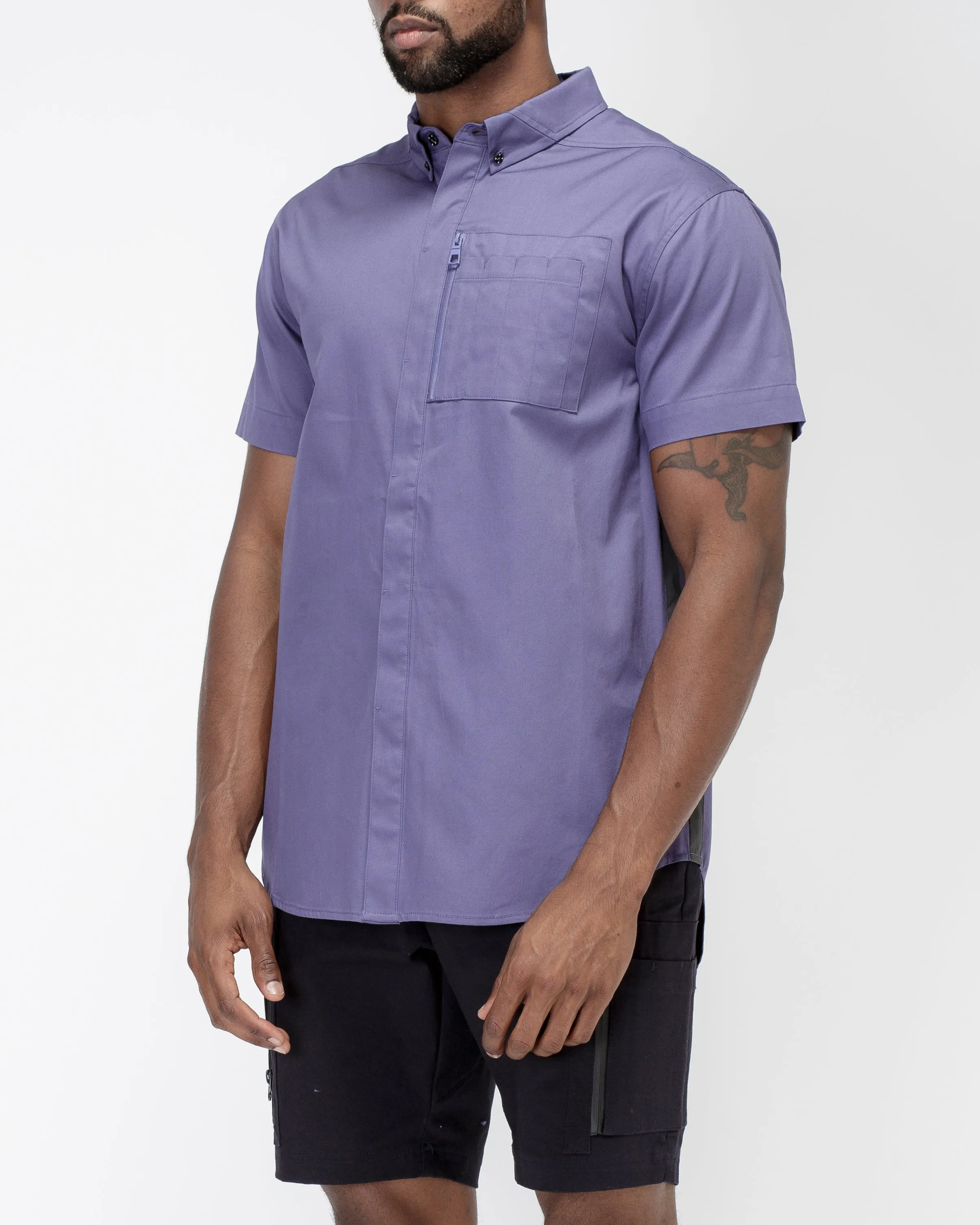 Konus Men's Short Sleeve Button Down in Cobalt