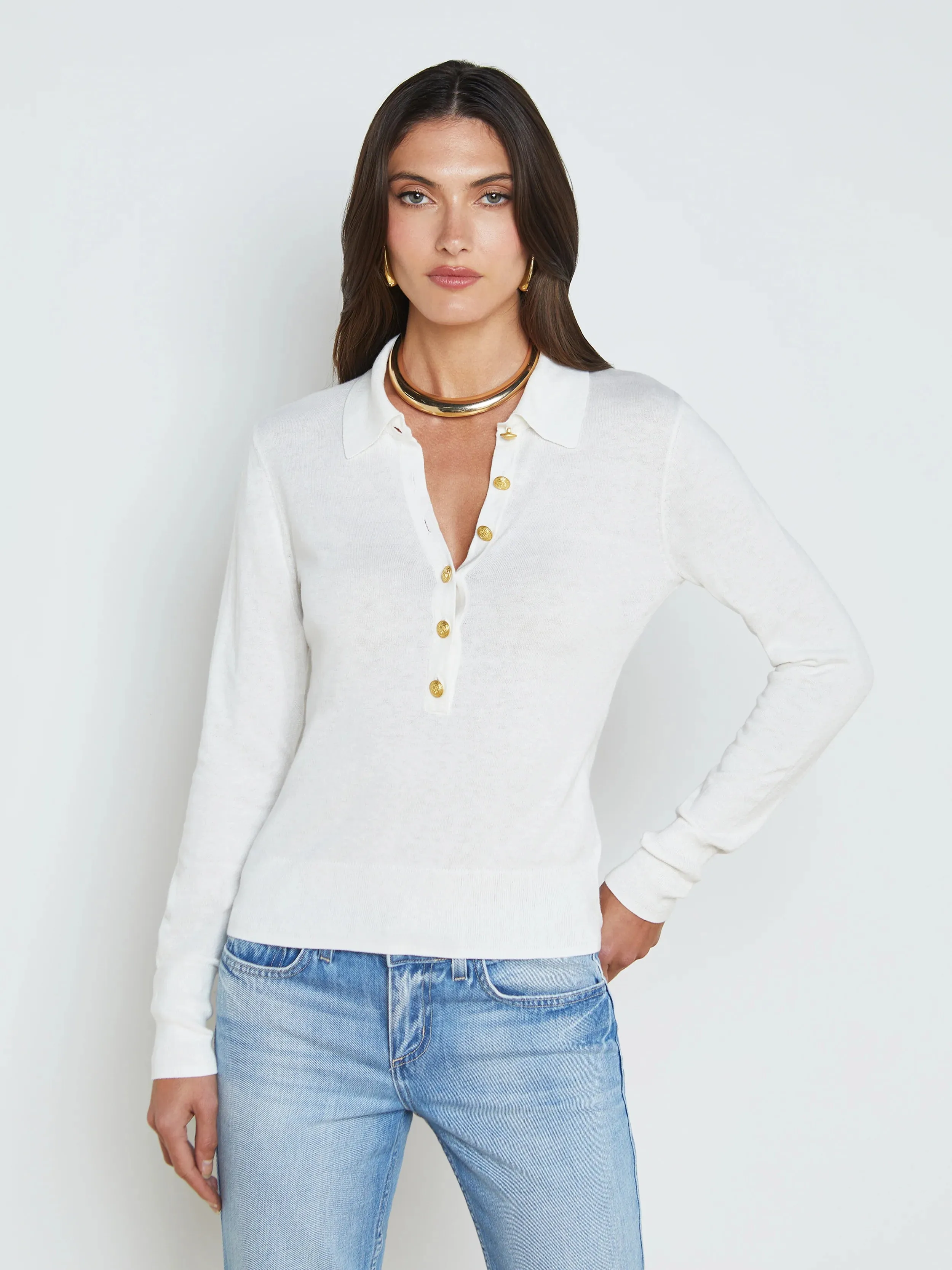 L'AGENCE STERLING COLLARED SWEATER