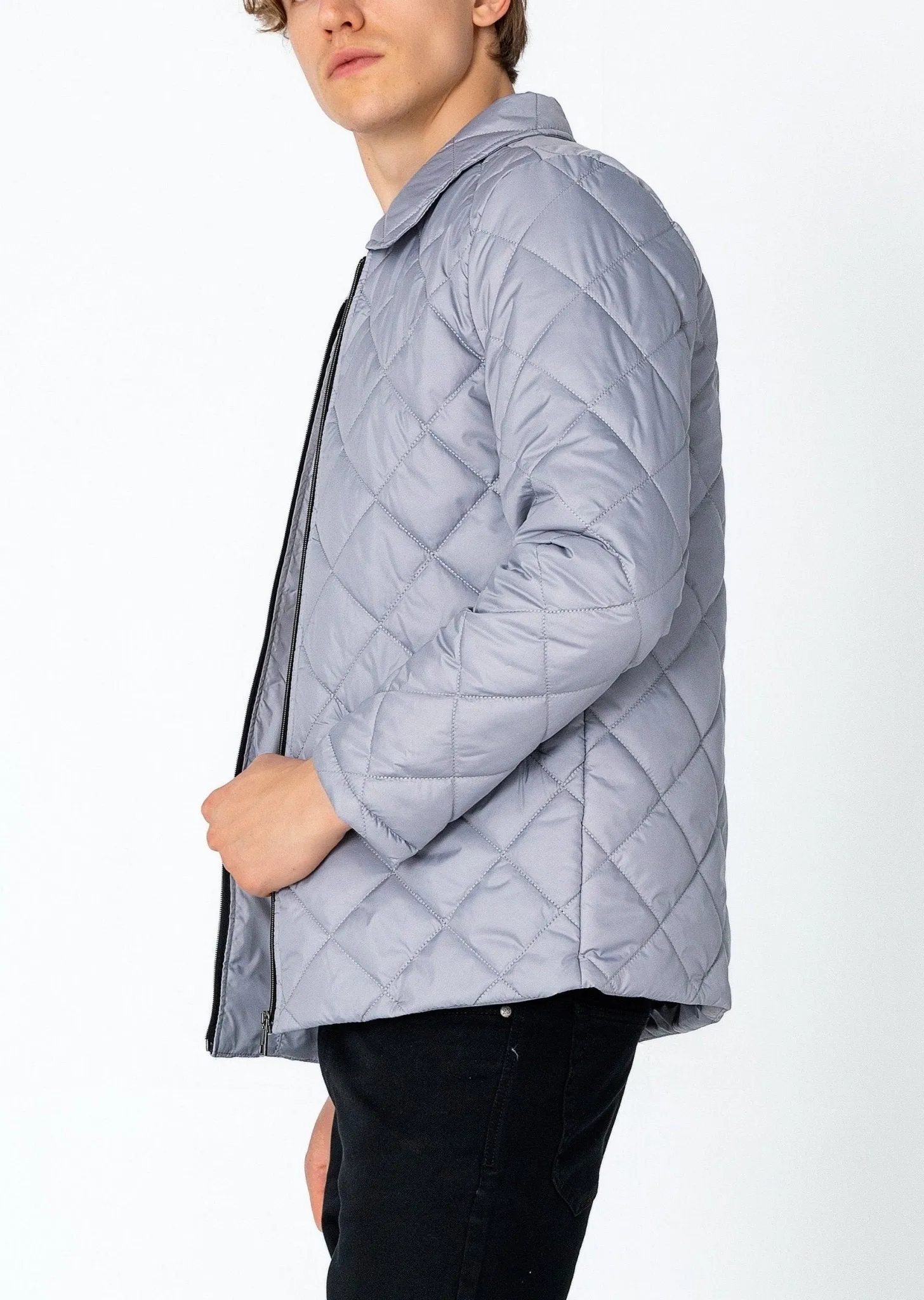 Light Padded Zipper Closure Jacket - Grey