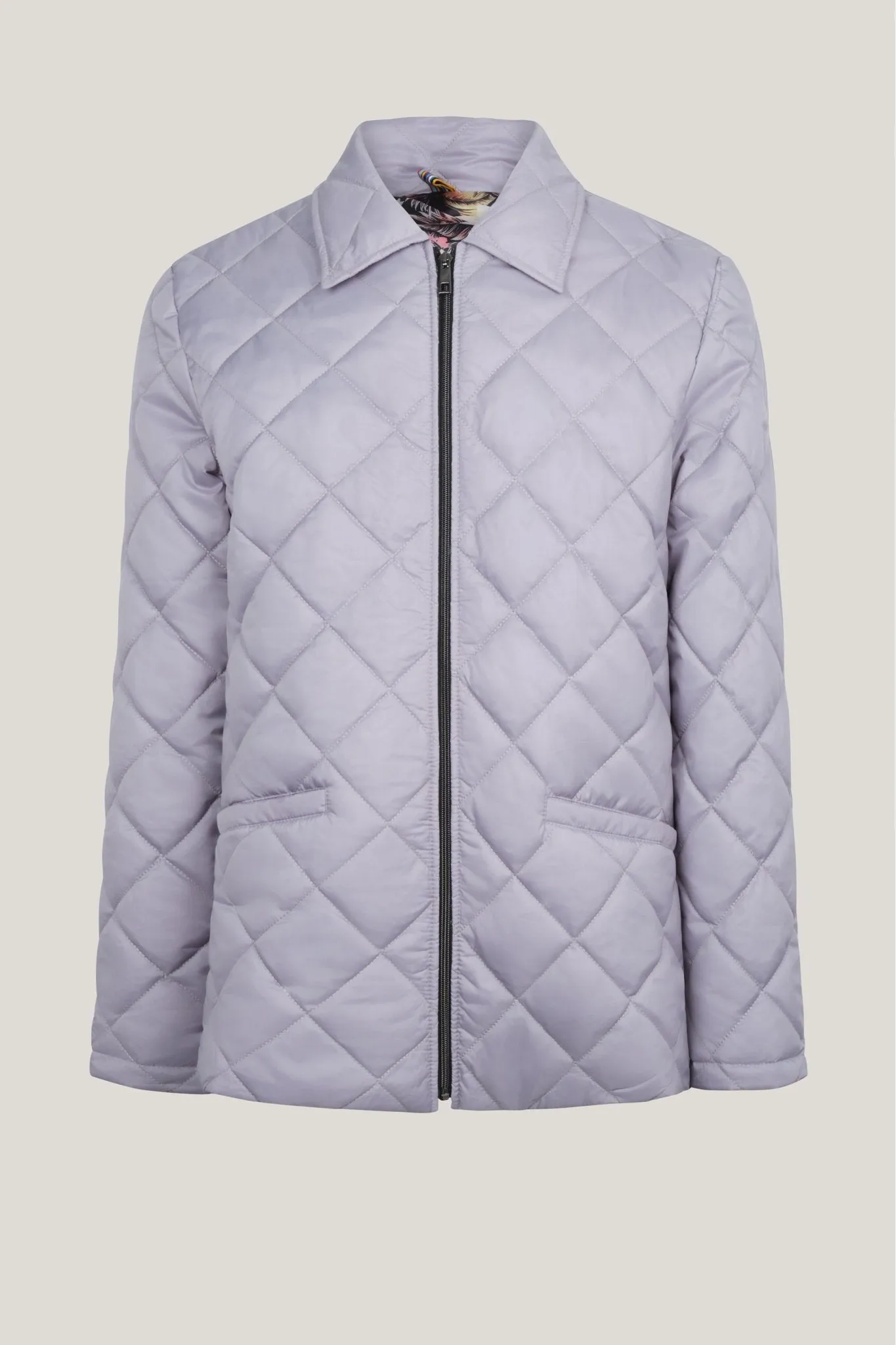 Light Padded Zipper Closure Jacket - Grey