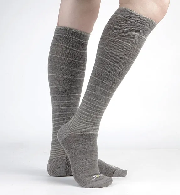 Lightweight Merino Wool Everyday Compression Socks (15-20mmHg) - Stripes