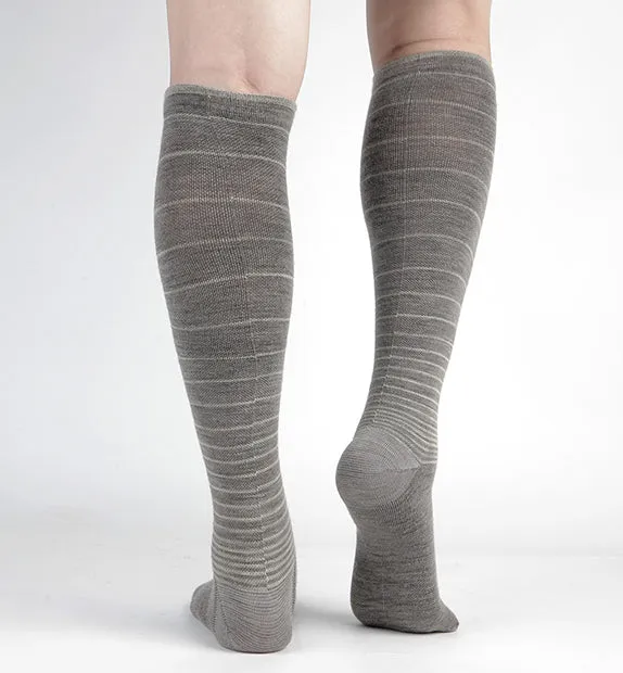 Lightweight Merino Wool Everyday Compression Socks (15-20mmHg) - Stripes