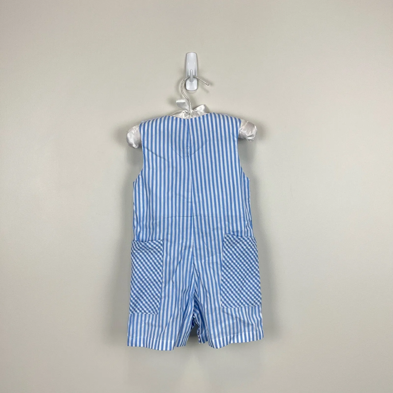 Lil Cactus Blue Bunny Shortall Romper 6-12 Months