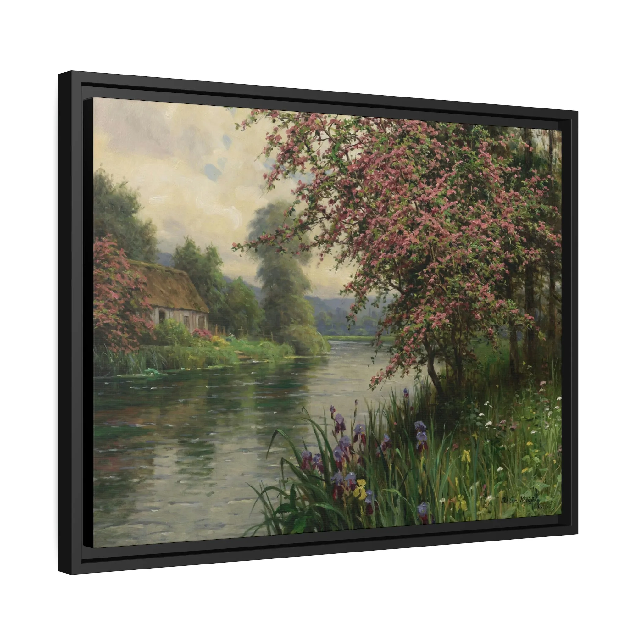 Louis Aston Knight: "Summer Along the River" - Framed Canvas Reproduction