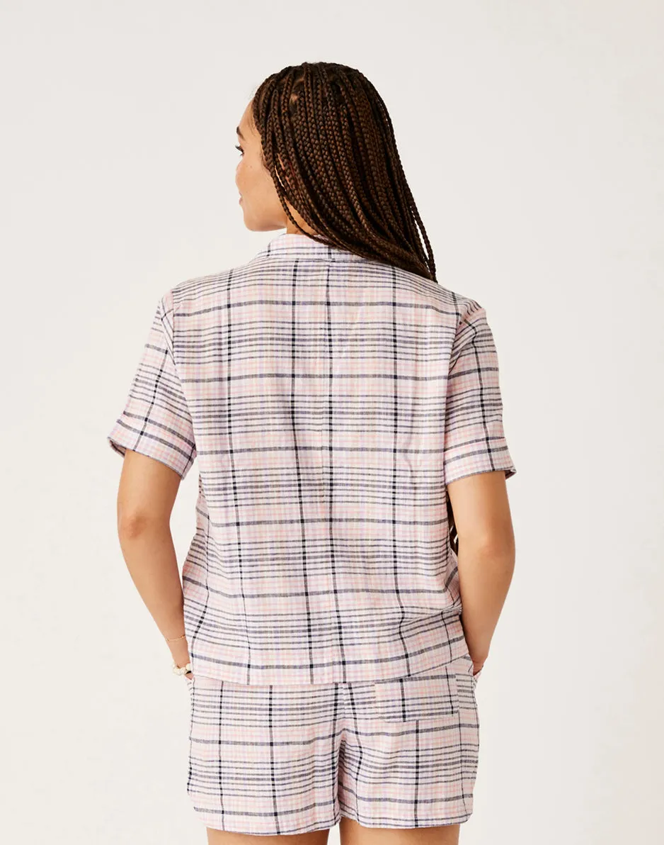 Luca Linen Shirt: Navy Plaid