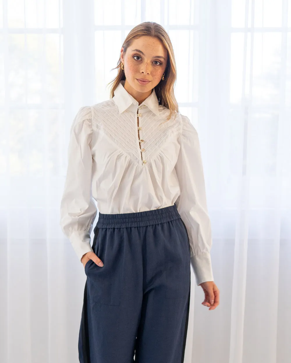 Luna Tuxedo Shirt - White