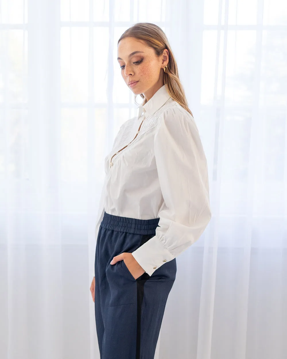 Luna Tuxedo Shirt - White