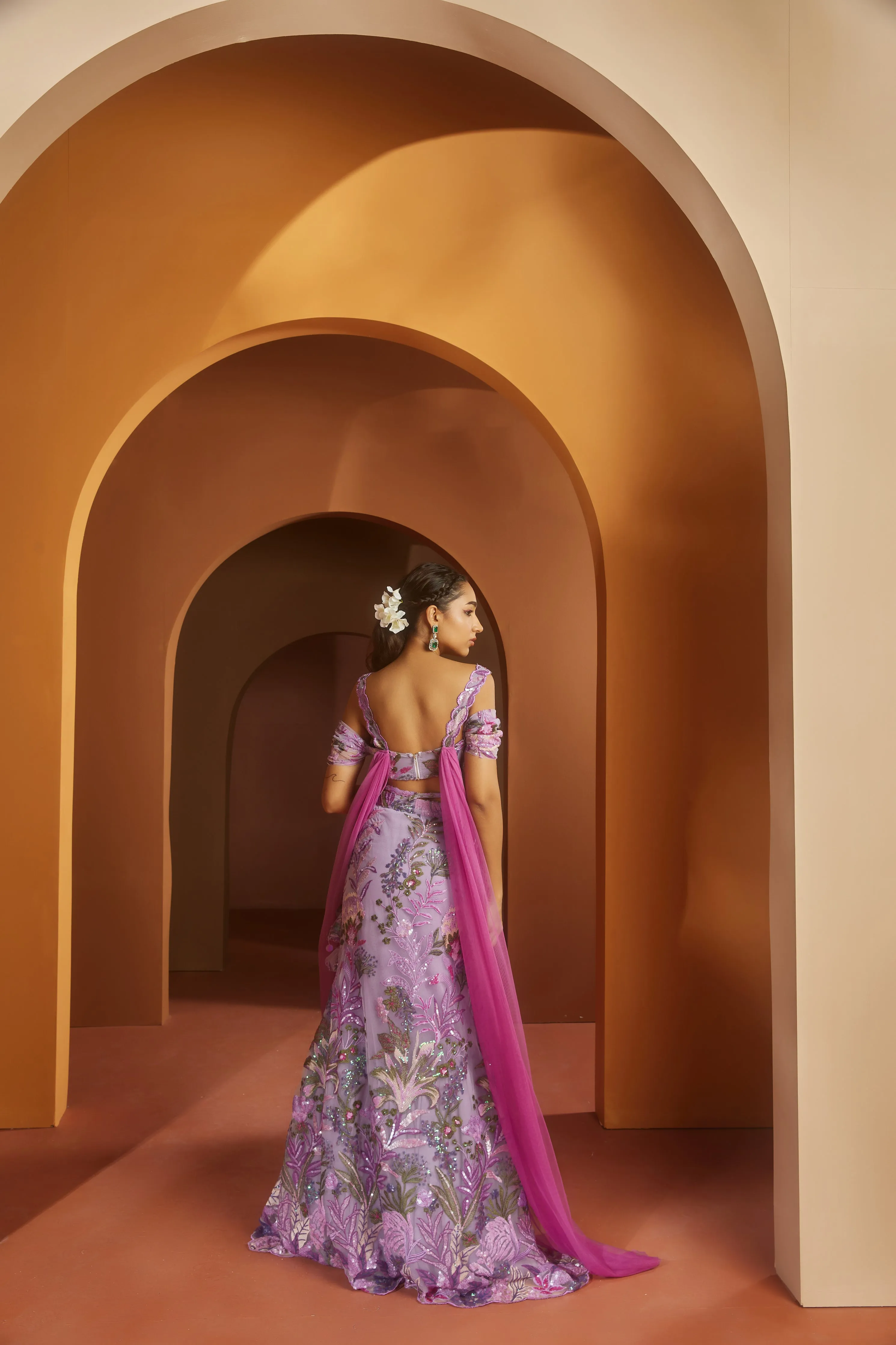 Maheen Purple Floral Sequin Lehenga