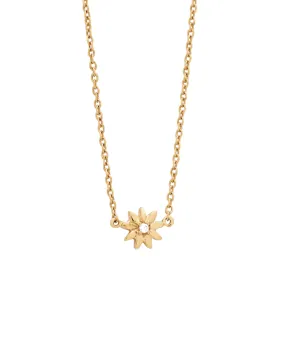 Marguerite Solid Gold Flower Diamond Necklace