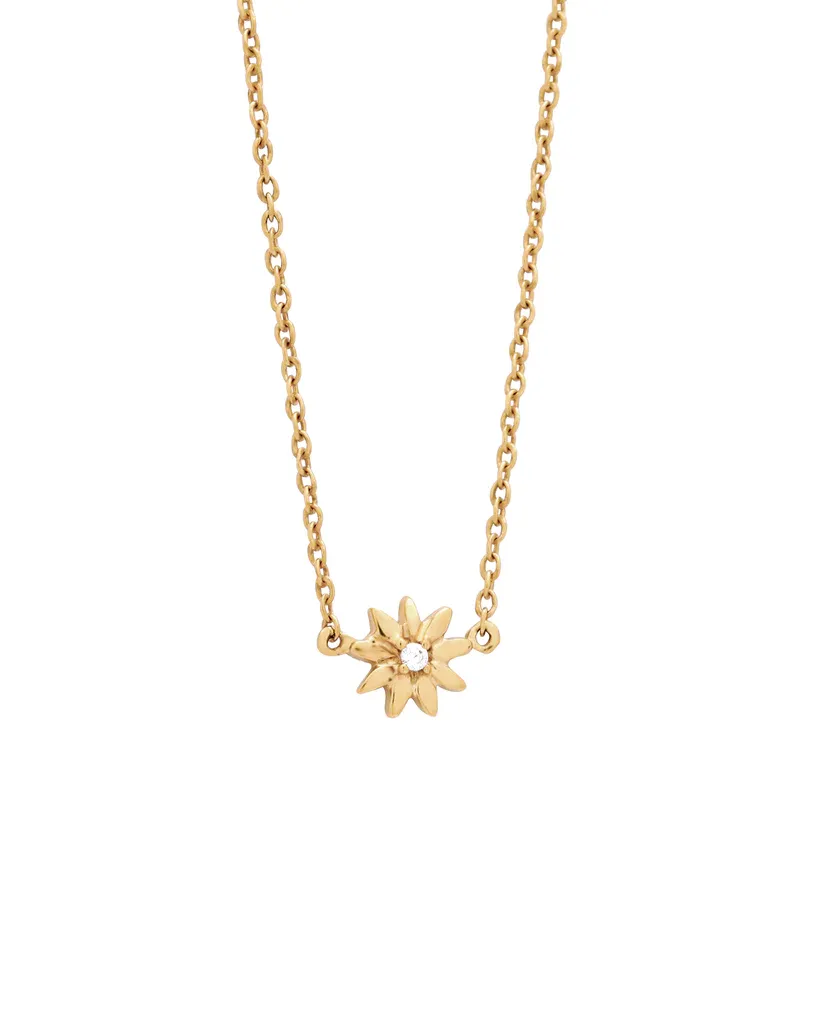 Marguerite Solid Gold Flower Diamond Necklace