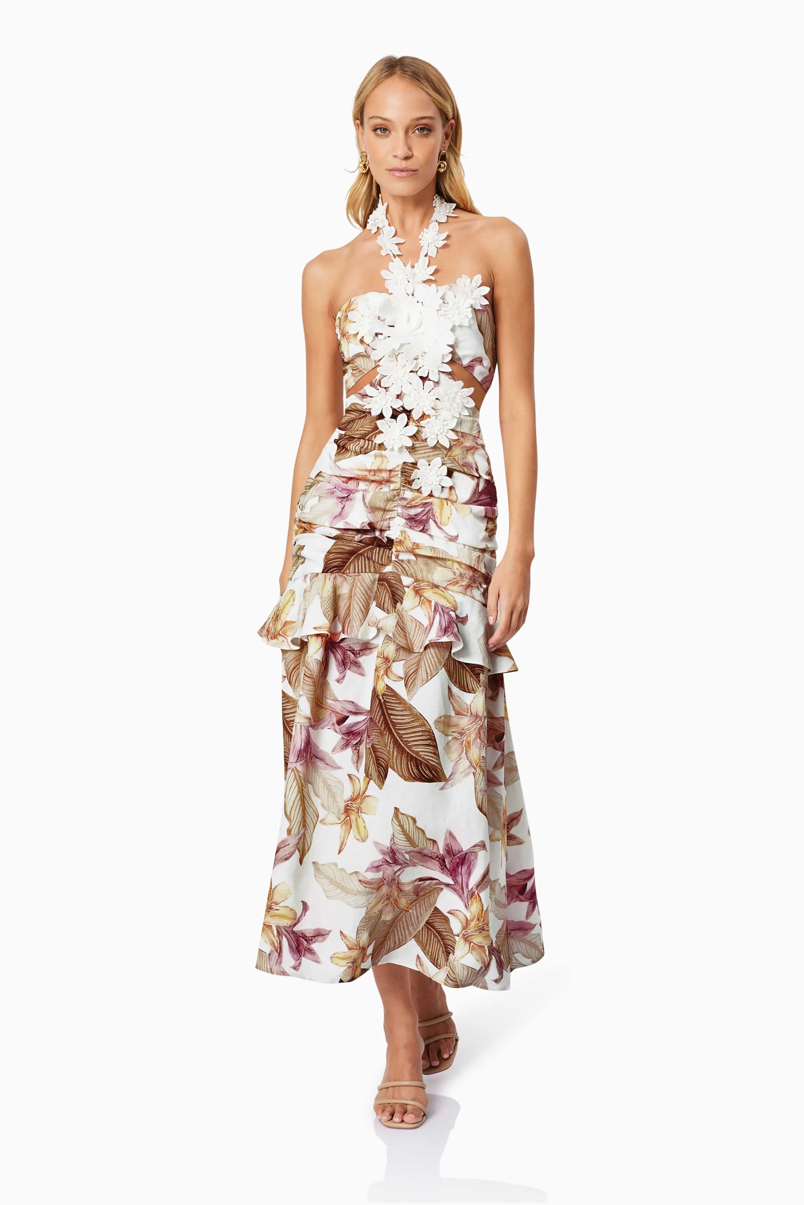 Meadow Floral Cocktail Dress In White