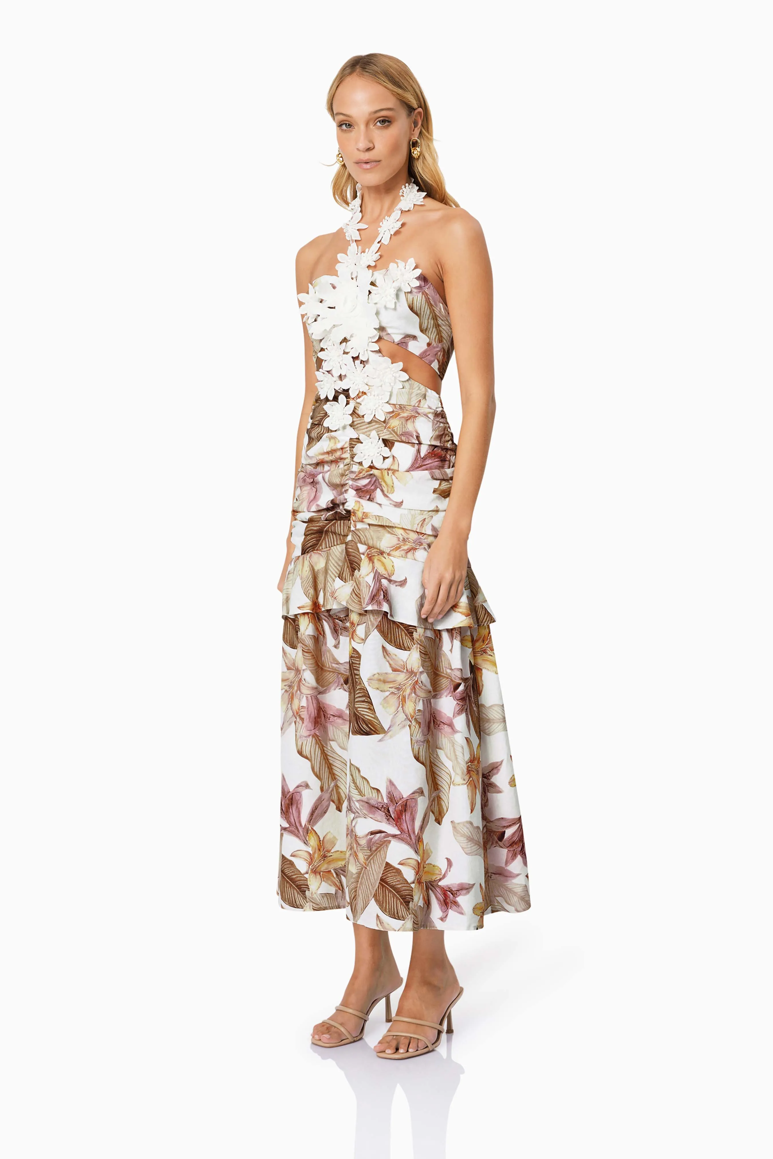 Meadow Floral Cocktail Dress In White