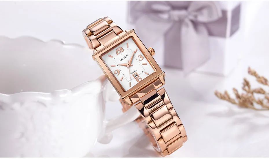 MEGIR Ladies Watches Rose Gold Luxury Women Bracelet Watch for Lovers Fashion Girl Quartz Wristwatch Clock Relogio Feminino 1079