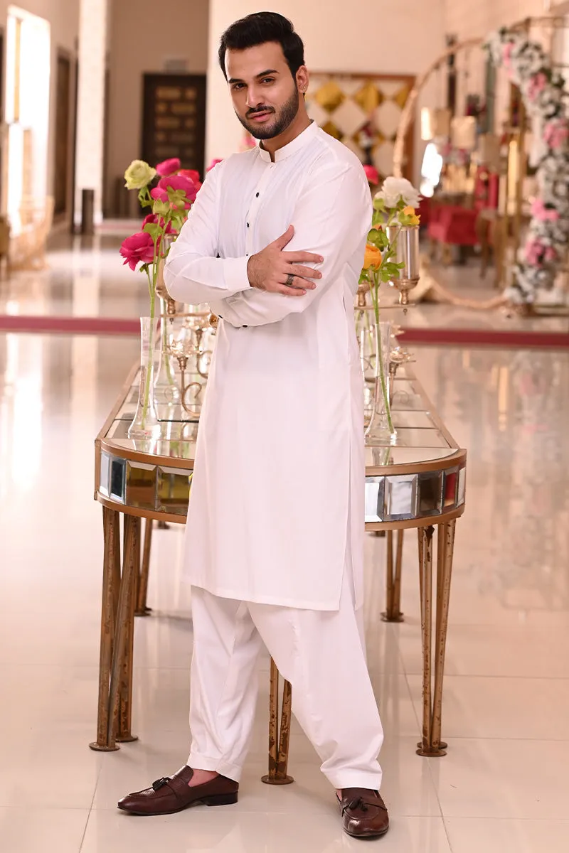 Men Premium Kameez Shalwar Off White