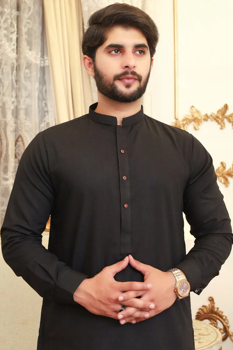 Men Wash n Wear Kameez Shalwar Black